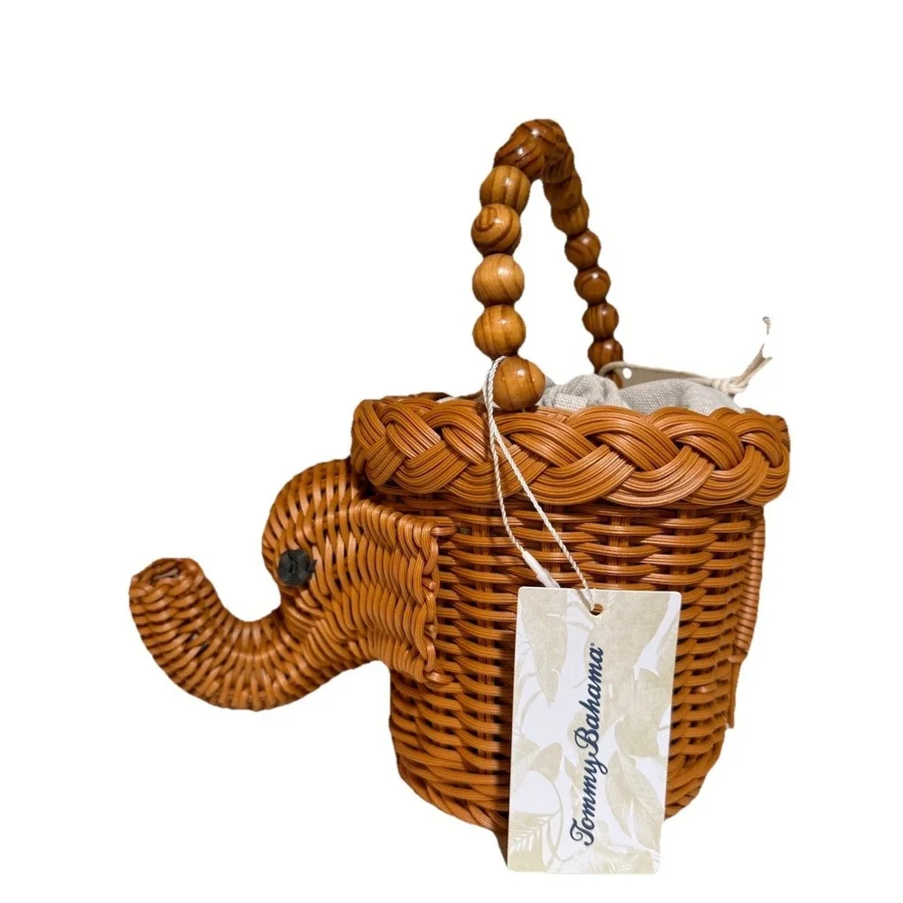 Tommy Bahama Elephant Wicker Rattan Crossbody‎ Handbag Purse NWT